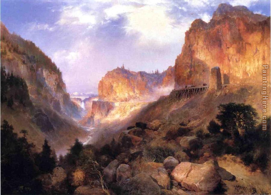 Golden Gateway to the Yellowstone painting - Thomas Moran Golden Gateway to the Yellowstone art painting